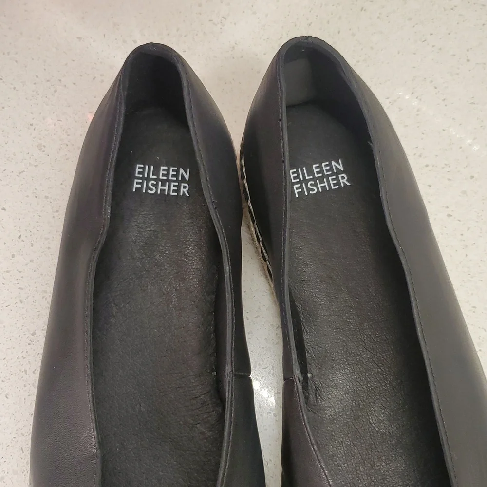 EILEEN FISHER Black Espadrille Flats (sz 9)